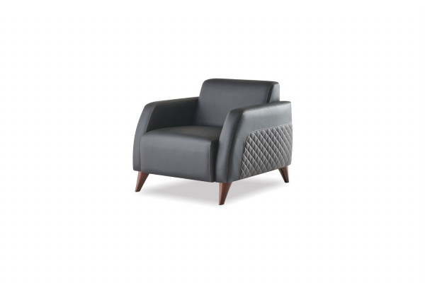 Sitzmöbel 3-Sitzer 2x Sessel Schwarz Lehnsessel Couch Set Modern Leder