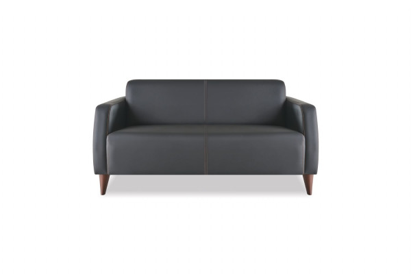 Komplett-Set Sitzmöbel 3-Sitzer 2-Sitzer Sessel Schwarz Moder Leder Holz
