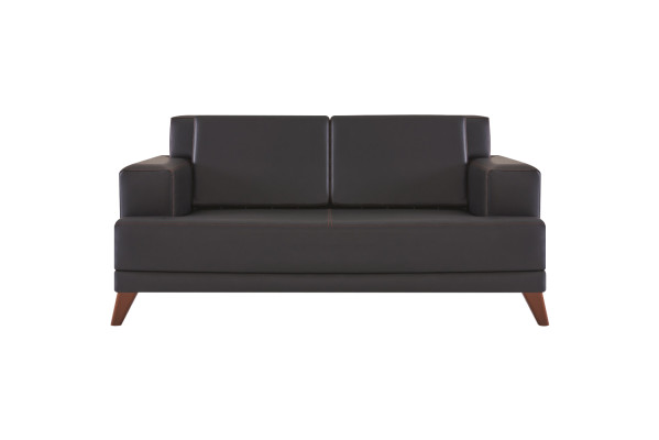 Ledersofas Set 3-Sitzer 2-Sitzer 2x Sessel Schwarz Polster Kissen Holz