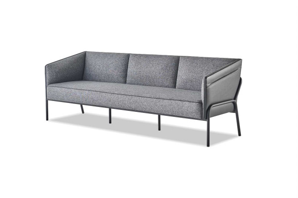 Komplett-Set Ledersofas 3-Sitzer 2-Sitzer Sessel Grau Sofa-Set Textil