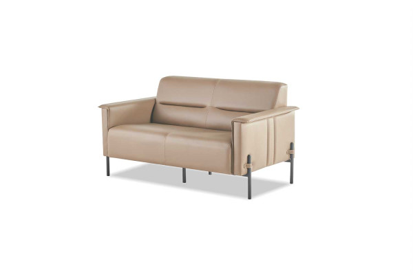 Komplett Modern Sofa-Set 3-Sitzer 2-Sitzer Sessel Beige Ledersofa Holz