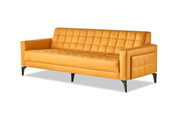 Sofa-Set Gelb 3-Sitzer Sofas Chesterfield Ledersofas Modern Leder Edelstahl
