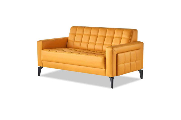 Sitzmöbel Chesterfiedl Gelb 2-Sitzer Sessel Ledersofas Modern Edelstahl