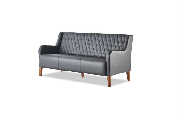Sofagarnituren-Set 3-Sitzer Sessel Schwarz Leder Modern Holz Sofas