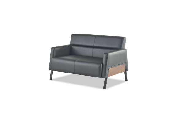 Komplett Set 3-Sitzer 2-Sitzer Sessel Schwarz Leder Lehnsessel Couch