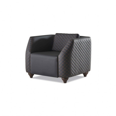 Sitzmöbel 3-Sitzer Sessel Couchtisch Schwarz Braun Leder Ledersofas Set