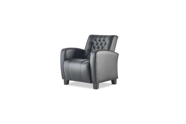 Ledersofa-Set 2-Sitzer Sessel Chesterfield Couch Schwarz Modern Knöpfe