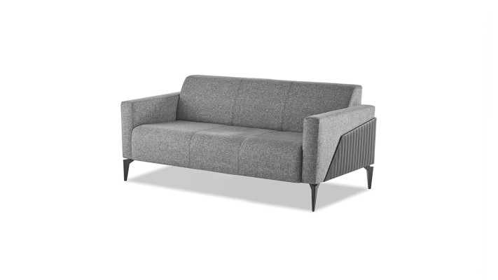 Sofagarnitu Set 3-Sitzer 2-Sitzer Sessel Grau Textil Edelstahl Holz Modern