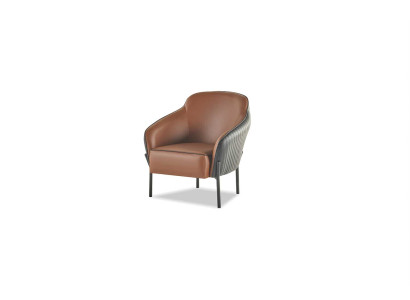 Sessel Braun Schwarz Lehnsessel Modern Leder Edelsathl 1-Sitzer Weich