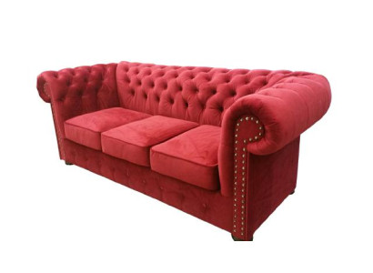 Chesterfield Sofa Couch Polster Textil Stoff 3er Garnitur Designer Sofas Couchen