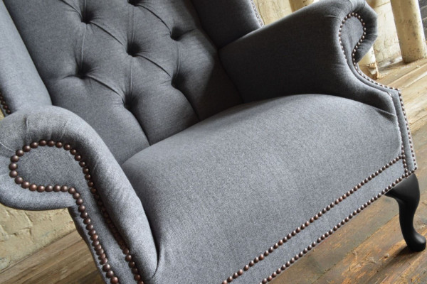 Ohrensessel Sessel Fernseh Design Polster Sofa Couch Chesterfield Textil Neu 364