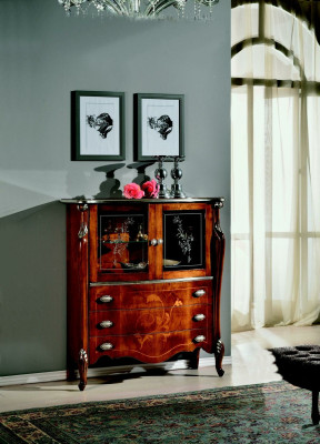 Luxuriös Möbel Holz Glas Stil Barock Schrank Kommode Schränke Designer