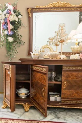 Sideboard mit Spiegel Anrichte Sideboards Holz Schrank Möbel Kommoden Braun Neu