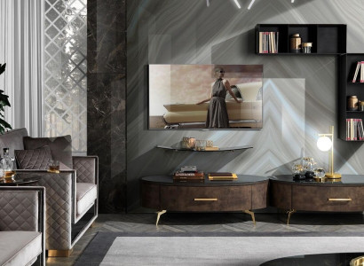 Wohnzimmer Regal Garnitur 4tlg. Design Wohnwand Schrank RTV Side Low Board