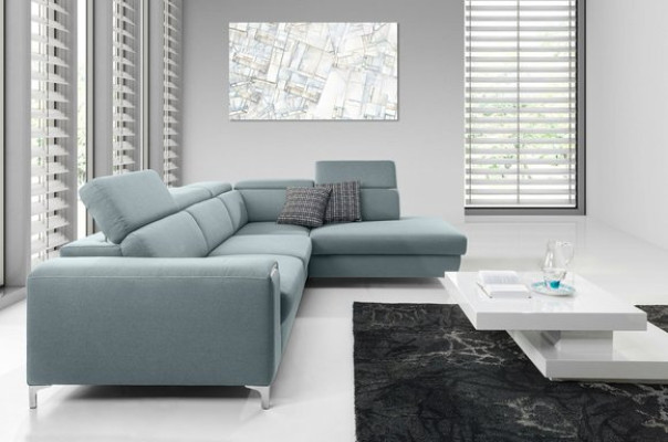 Designer-komfortables, weiches Ecksofa in exquisitem Blau für das Wohnzimmer