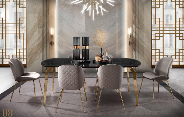Esstisch Design Möbel Italien Luxus Esszimmer Tisch Esstische Marmor Edelstahl