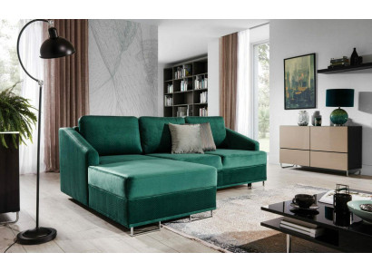 Luxus Ecksofa Couch - Smaragd Grüne Sofa Polster Eckgarnitur Bettfunktion neu