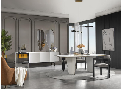 Garnitur Essgruppe Esszimmer Esstisch Luxus Stühle Essecke 7tlg Weiß