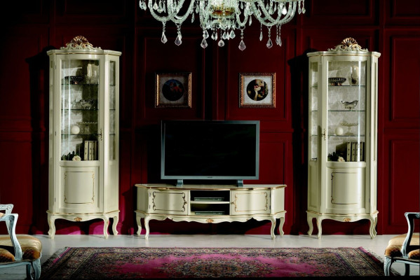 Design Set Garnitur 3tlg rtv mit 2x Vitrine Italienische Luxus Möbel Barock Stil