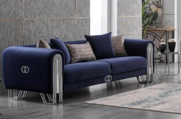 Komplett Set 2 tlg Luxus Möbel Polster Stoff Sofagarnitur 3+3 Sitzer Neu