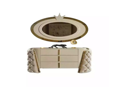 Schminktisch Spiegel Luxus Konsole Kommode Schlafzimmer Holz Modern Design